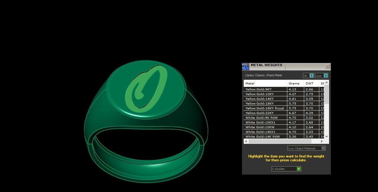 O Alphabet Mens Signet Ring 3dm STL OBJ FBX Render Details 3D print model_3