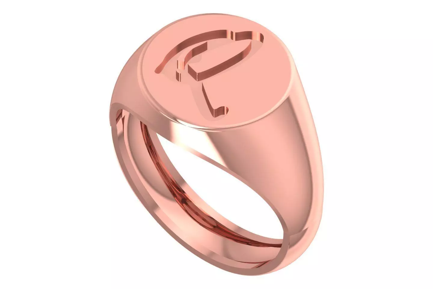 Q Alphabet Mens Signet Ring 3dm STL OBJ FBX Render Details 3D print model_0