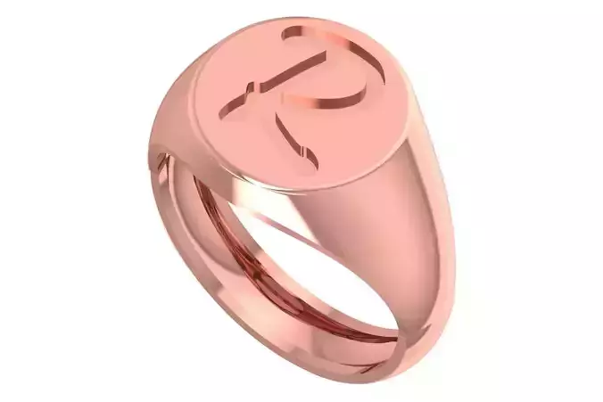R Alphabet Mens Signet Ring 3dm STL OBJ FBX Render Details 3D print model R Alphabet Mens Signet Ring 3dm STL OBJ FBX Render Details 3D print model