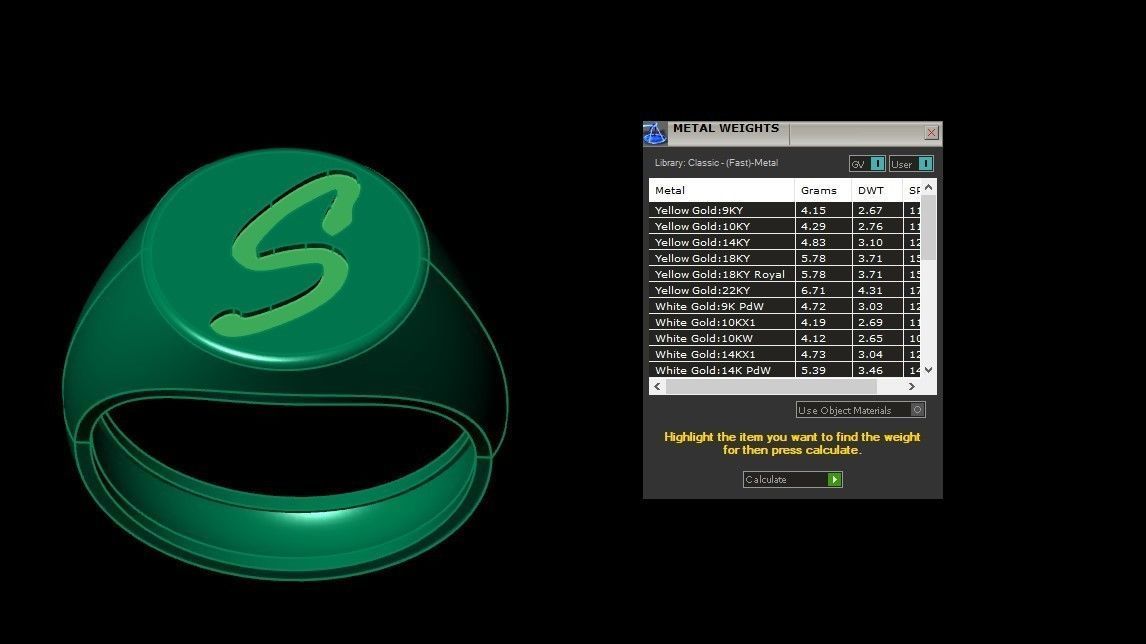 S Alphabet Mens Signet Ring 3dm STL OBJ FBX Render Details 3D print model_3