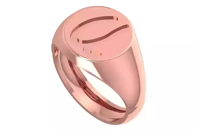 U Alphabet Mens Signet Ring 3dm STL OBJ FBX Render Details