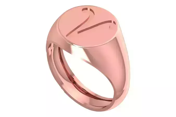 V Alphabet Mens Signet Ring 3dm STL OBJ FBX Render Details