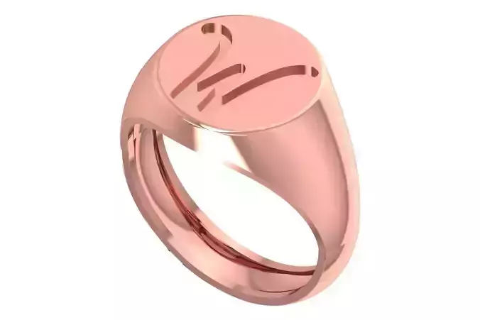 W Alphabet Mens Signet Ring 3dm STL OBJ FBX Render Details