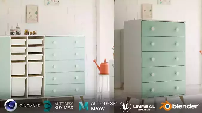 Lauren 5 drawer chest 3D model