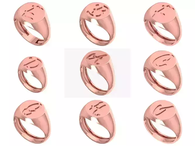 A to Z Alphabet Mens Signet Ring 3dm STL OBJ FBX Collection