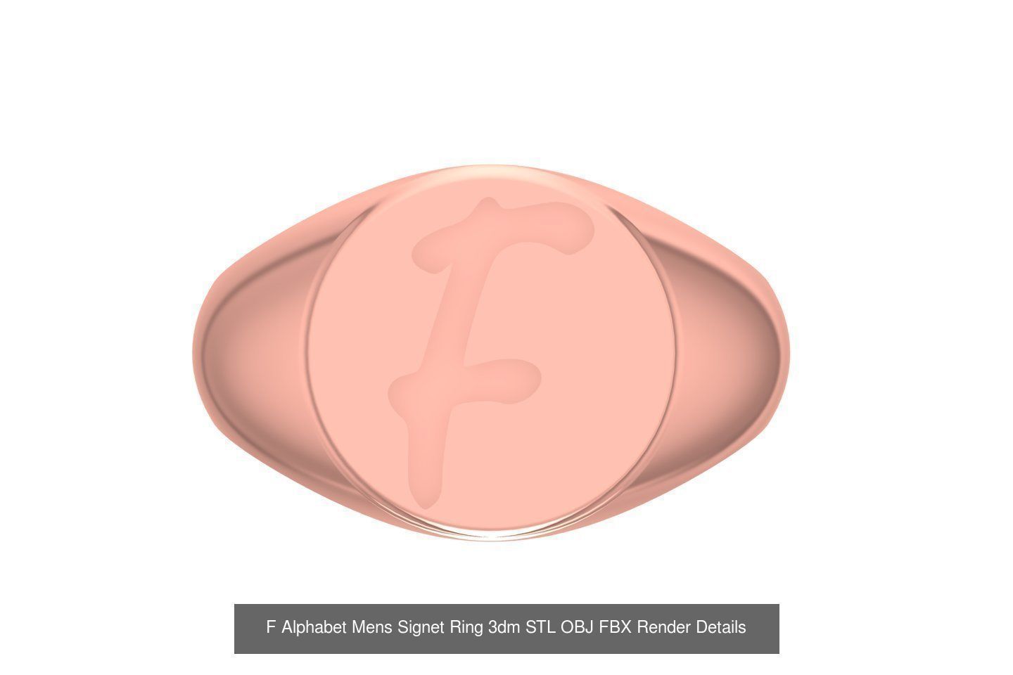 A to Z Alphabet Mens Signet Ring 3dm STL OBJ FBX Collection _8