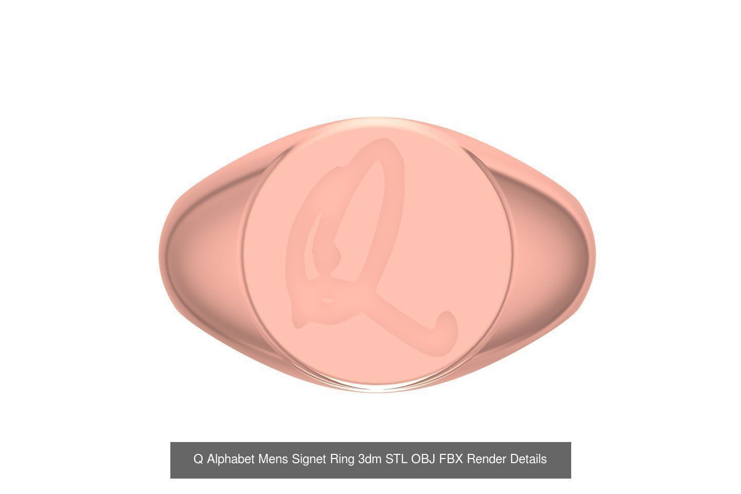 A to Z Alphabet Mens Signet Ring 3dm STL OBJ FBX Collection _19