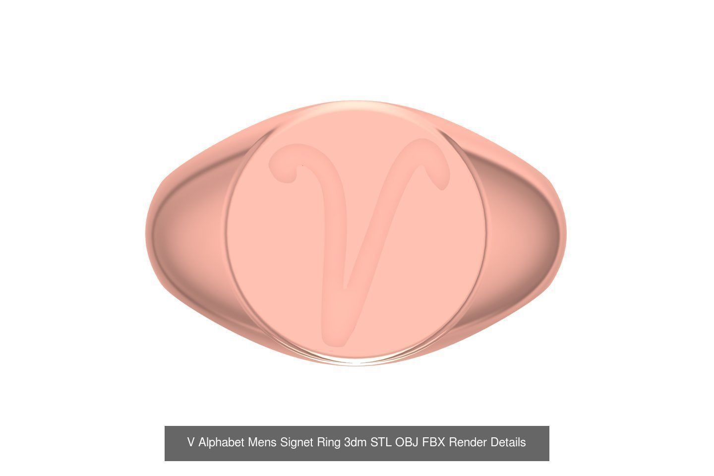 A to Z Alphabet Mens Signet Ring 3dm STL OBJ FBX Collection _24