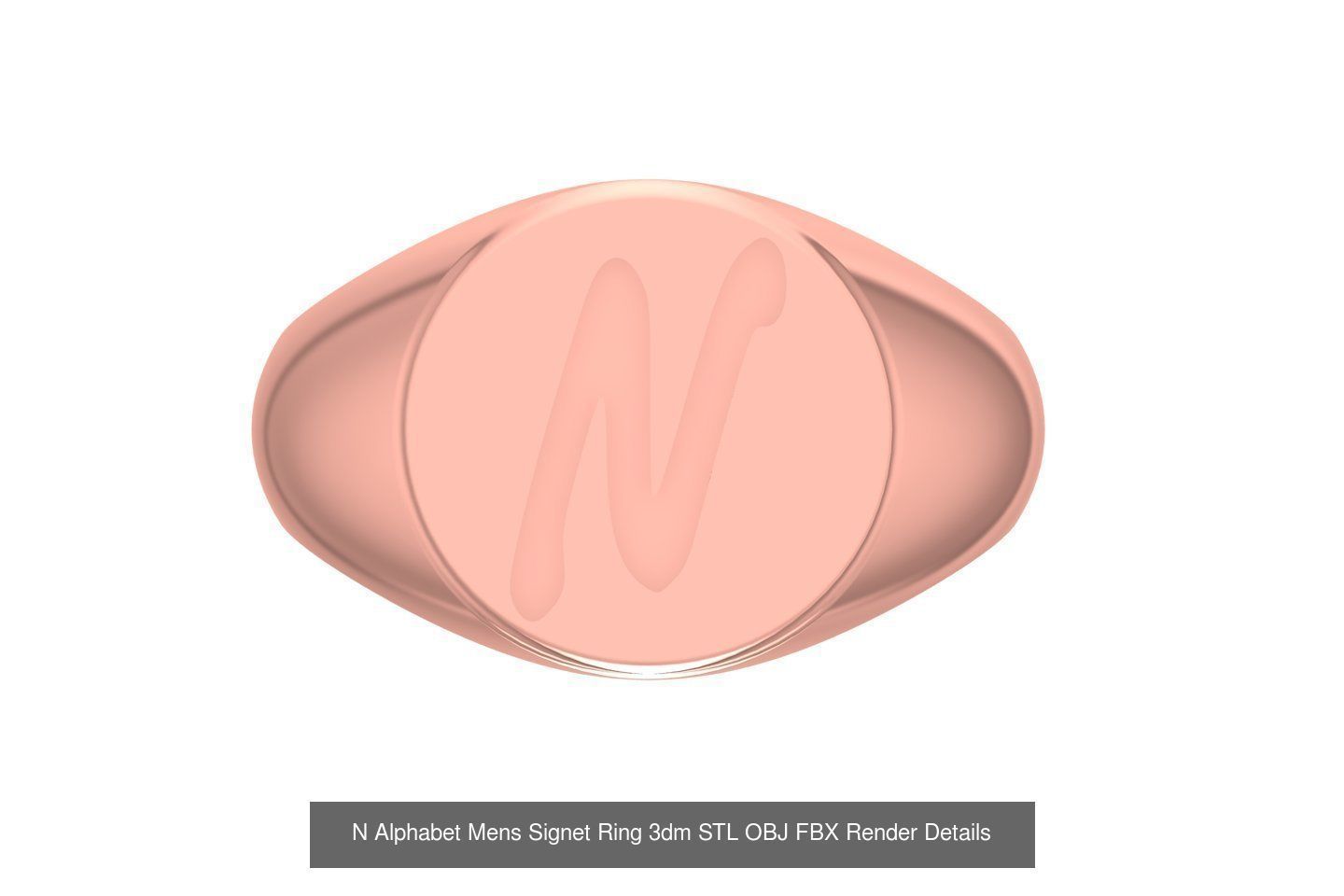 A to Z Alphabet Mens Signet Ring 3dm STL OBJ FBX Collection _16