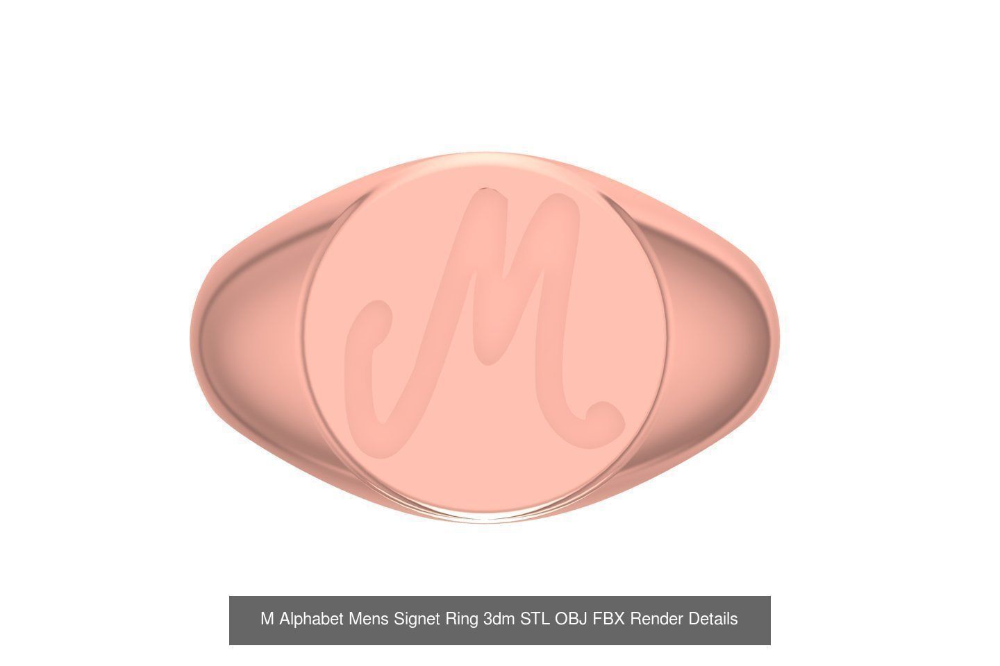 A to Z Alphabet Mens Signet Ring 3dm STL OBJ FBX Collection _15