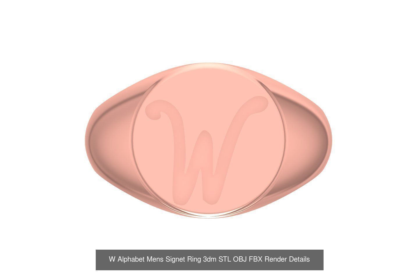 A to Z Alphabet Mens Signet Ring 3dm STL OBJ FBX Collection _25