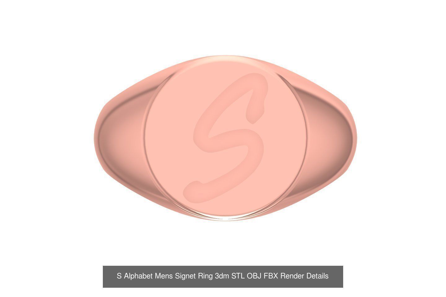 A to Z Alphabet Mens Signet Ring 3dm STL OBJ FBX Collection _21