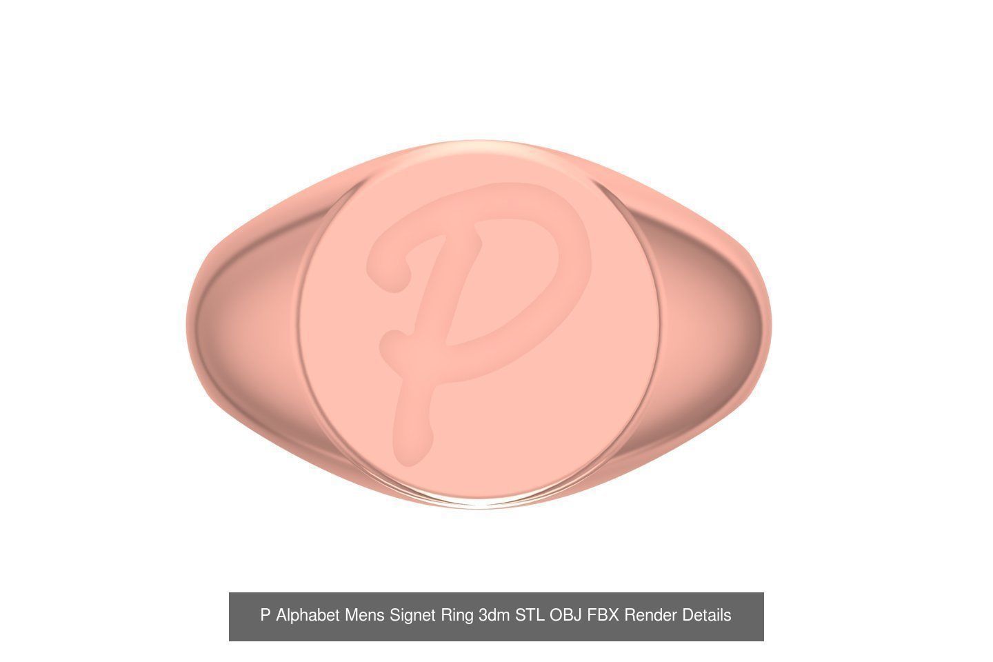 A to Z Alphabet Mens Signet Ring 3dm STL OBJ FBX Collection _18