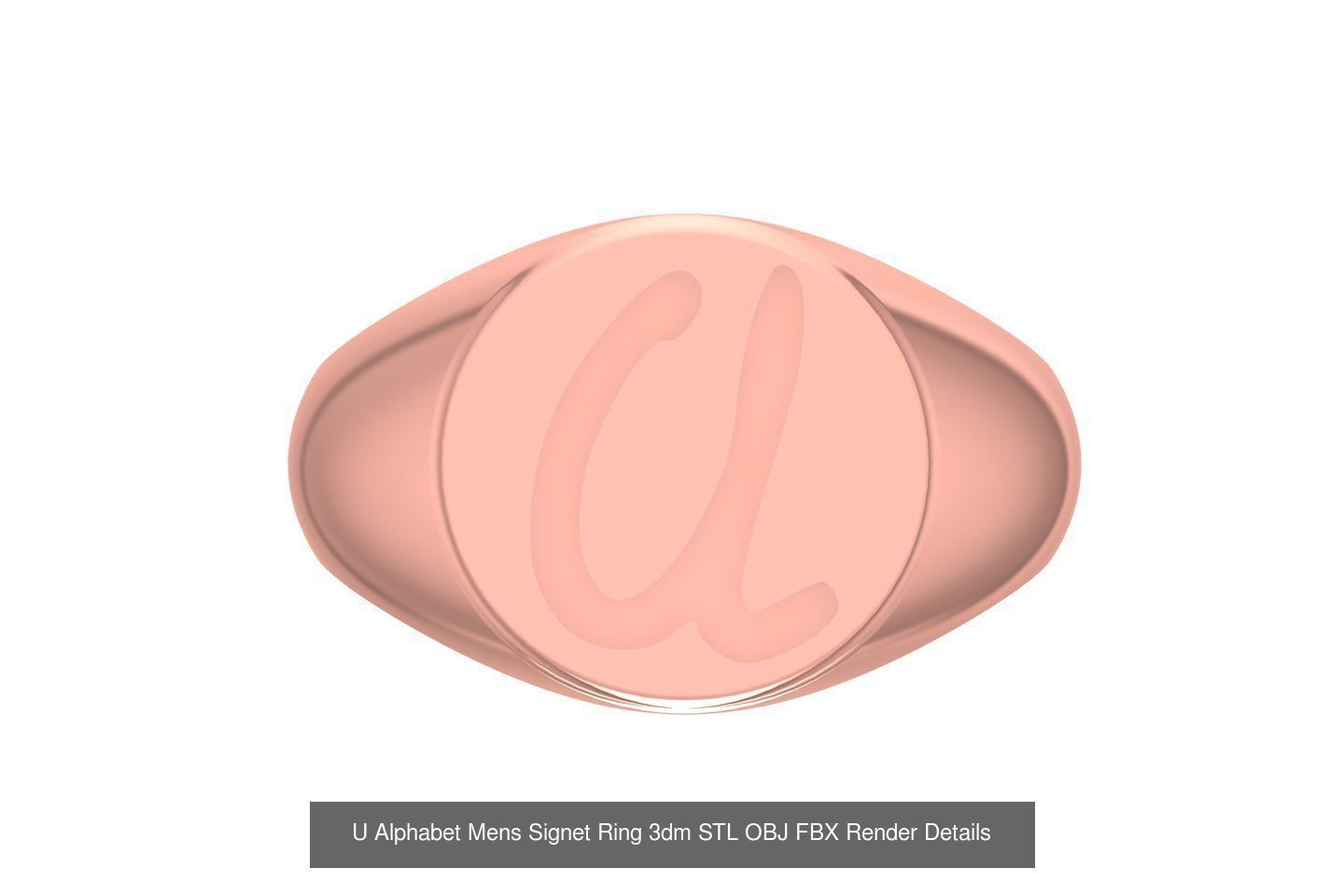 A to Z Alphabet Mens Signet Ring 3dm STL OBJ FBX Collection _23