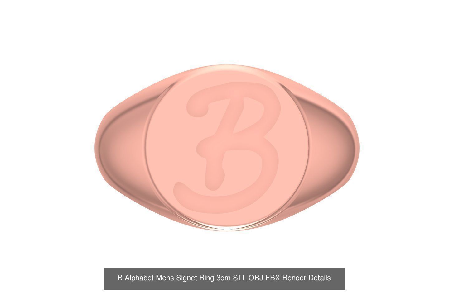 A to Z Alphabet Mens Signet Ring 3dm STL OBJ FBX Collection _4