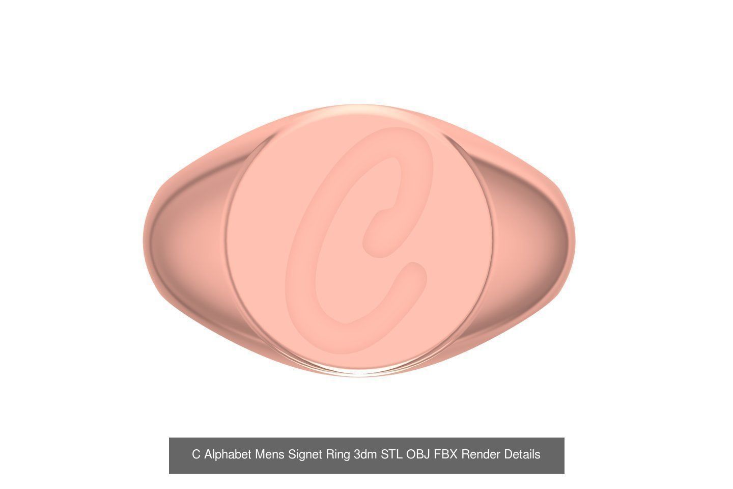 A to Z Alphabet Mens Signet Ring 3dm STL OBJ FBX Collection _5