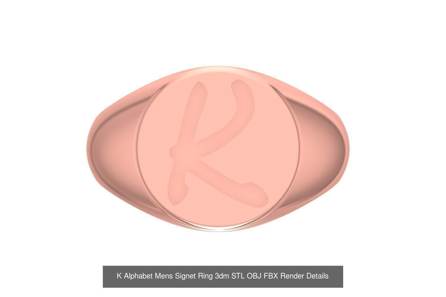 A to Z Alphabet Mens Signet Ring 3dm STL OBJ FBX Collection _13