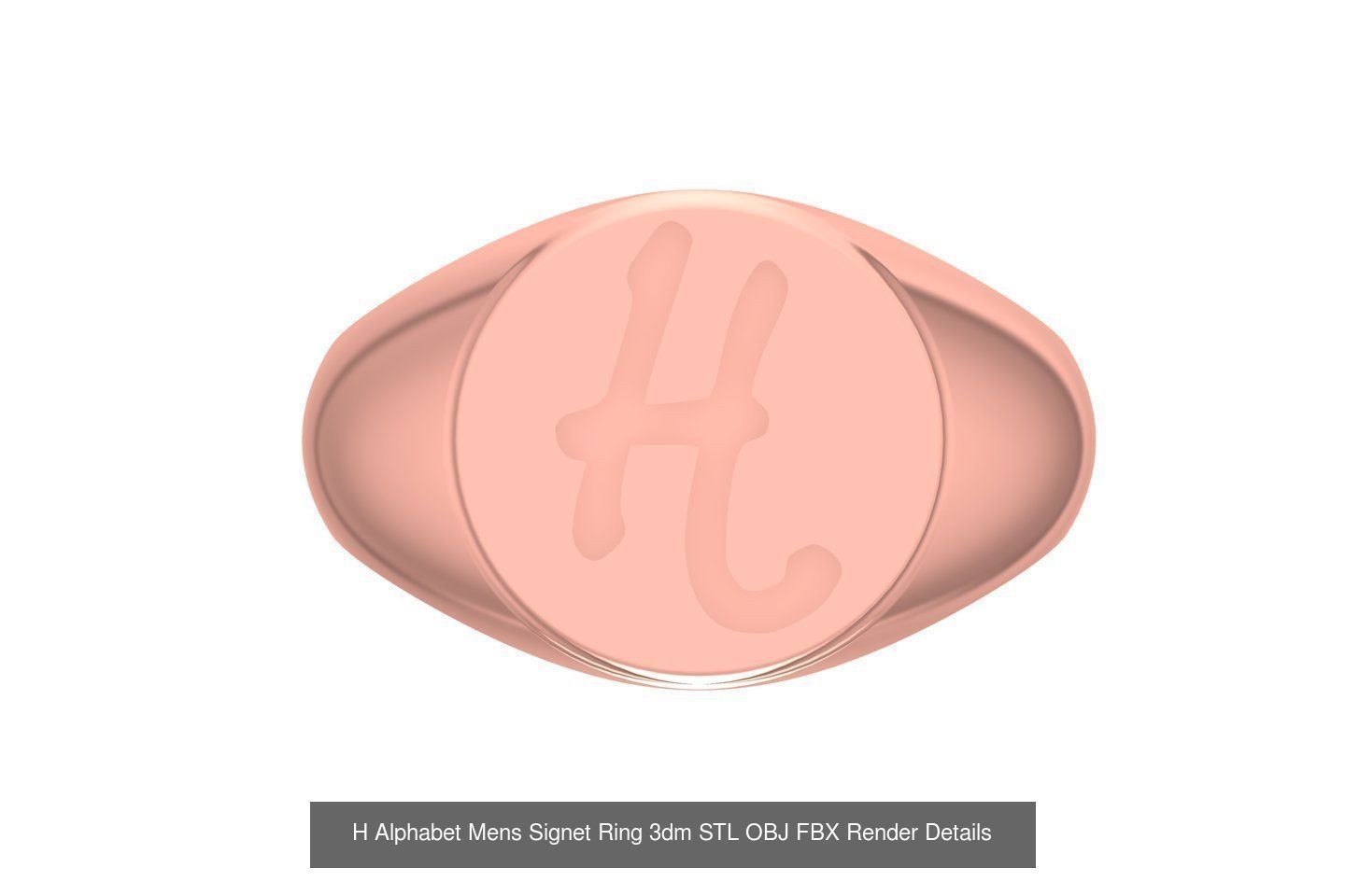 A to Z Alphabet Mens Signet Ring 3dm STL OBJ FBX Collection _10