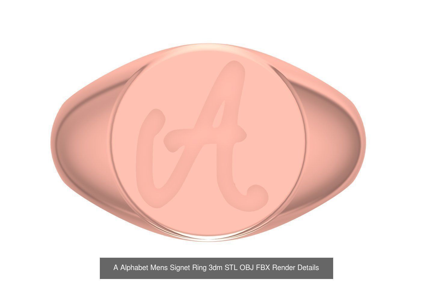 A to Z Alphabet Mens Signet Ring 3dm STL OBJ FBX Collection _3