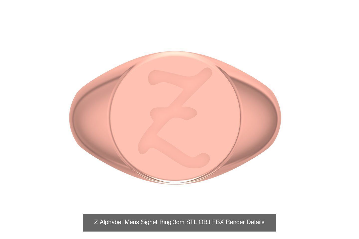 A to Z Alphabet Mens Signet Ring 3dm STL OBJ FBX Collection _28