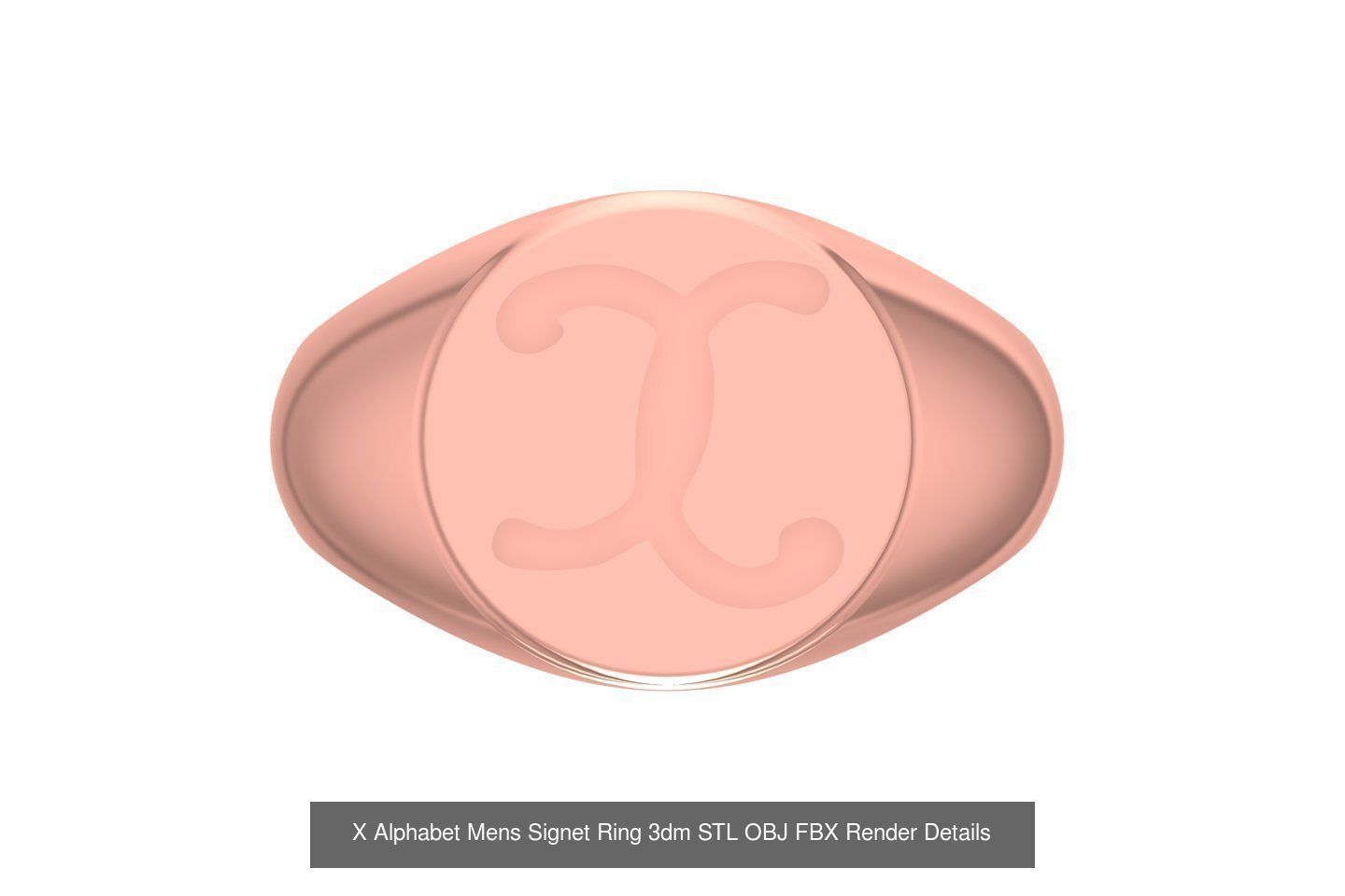 A to Z Alphabet Mens Signet Ring 3dm STL OBJ FBX Collection _26