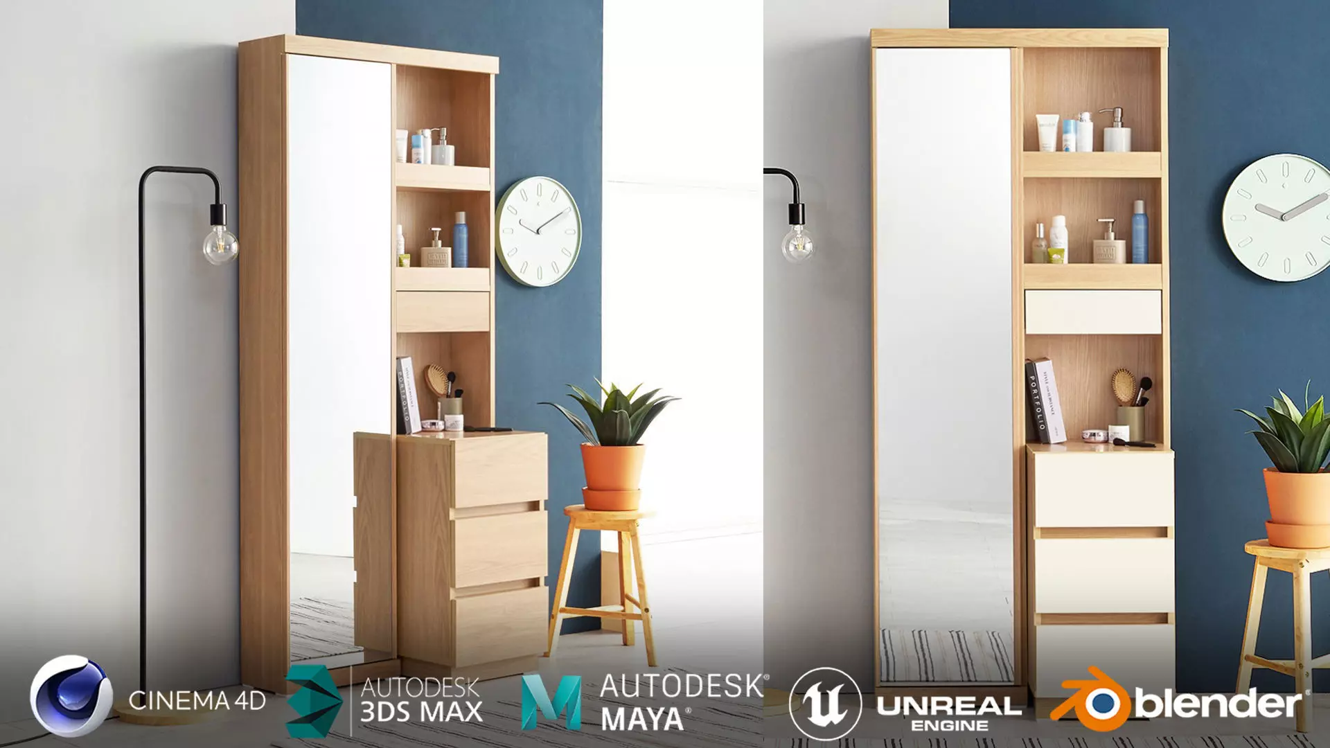 mirror dressing table 3D model_0