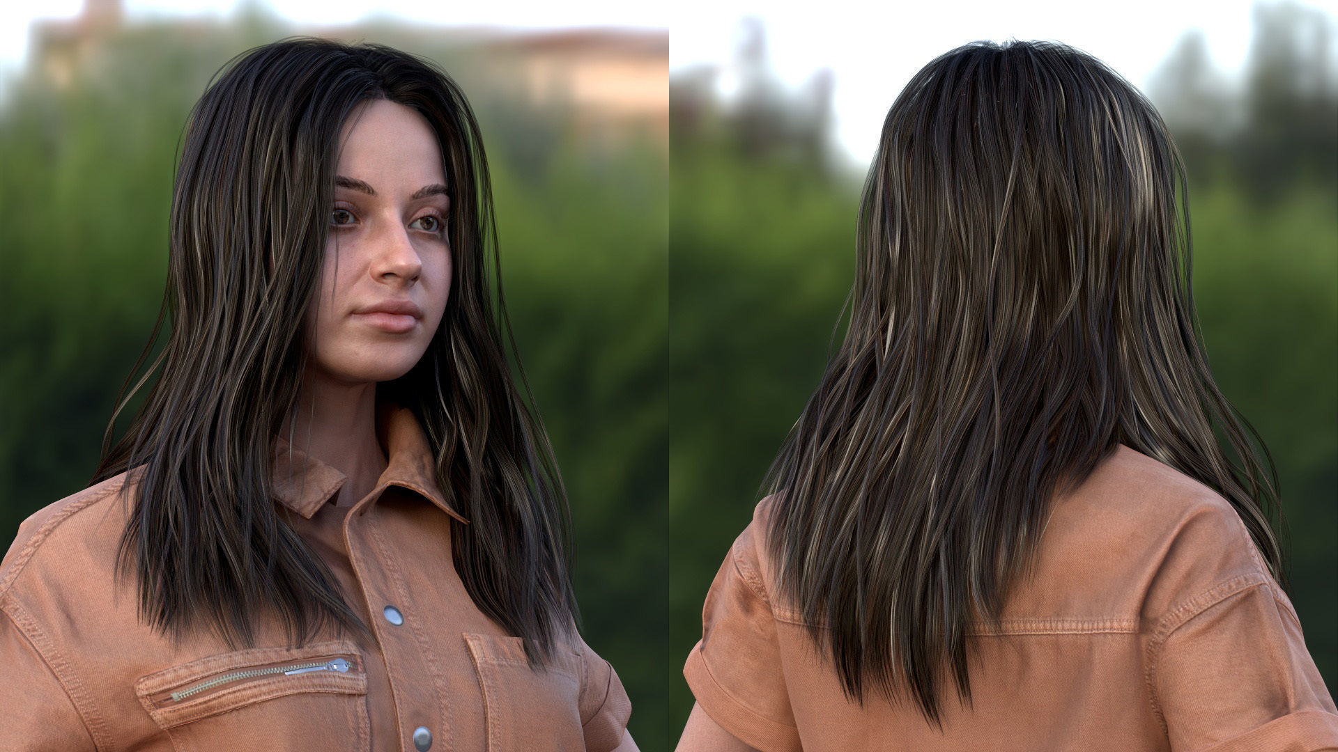 Woman in Overall 1 - Modular - Rigged Low-poly 3D model_10