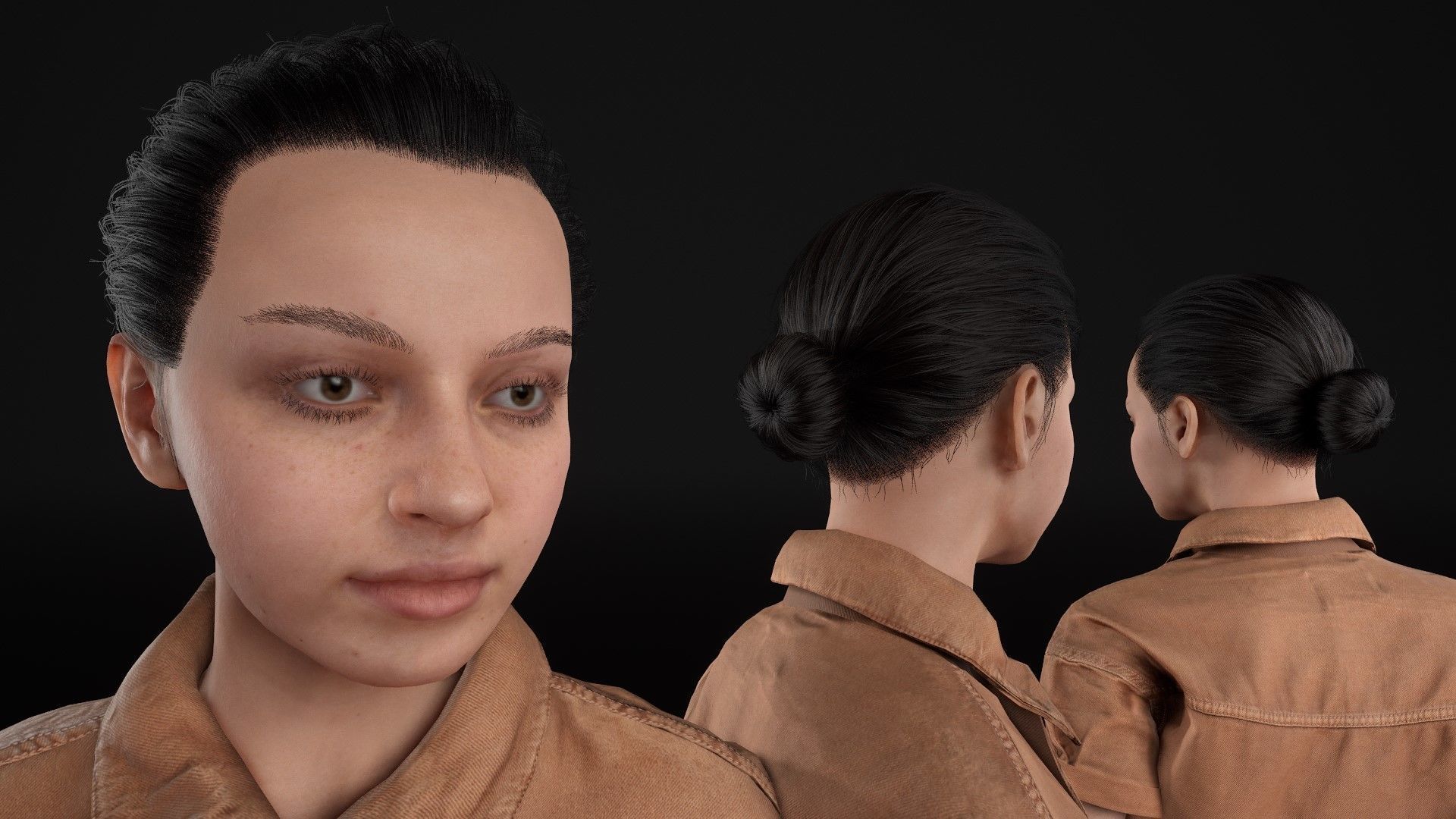 Woman in Overall 1 - Modular - Rigged Low-poly 3D model_18
