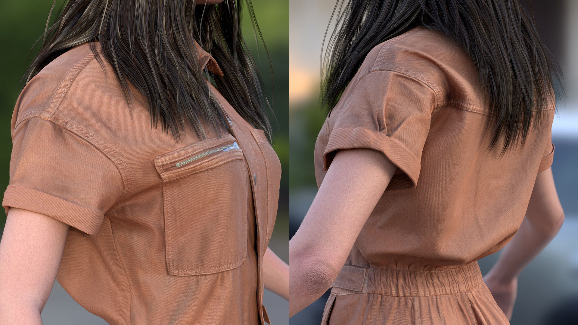 Woman in Overall 1 - Modular - Rigged Low-poly 3D model_14