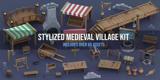 Stylized Medieval Village Accessories