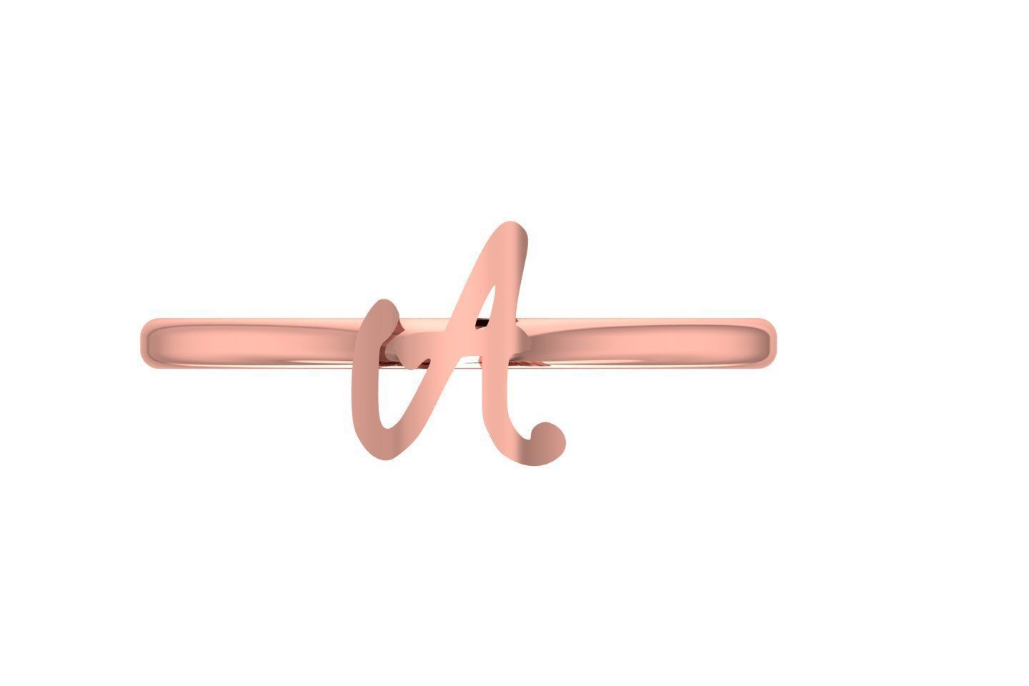 Initial A Alphabet Ring 3dm STL OBJ FBX Render Details 3D print model_1