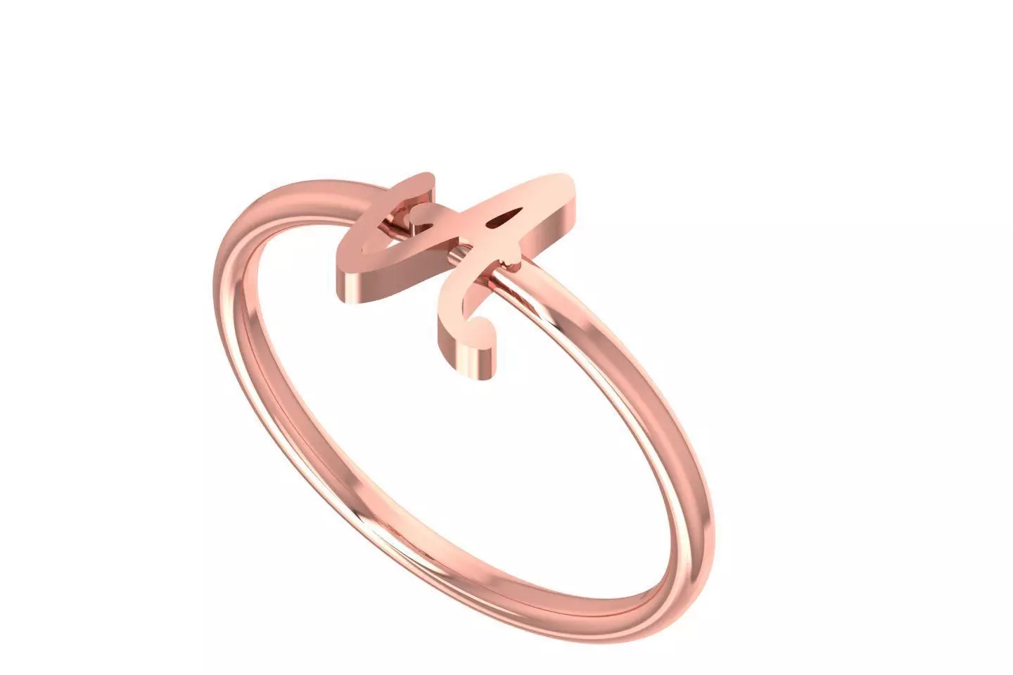 Initial A Alphabet Ring 3dm STL OBJ FBX Render Details 3D print model_0