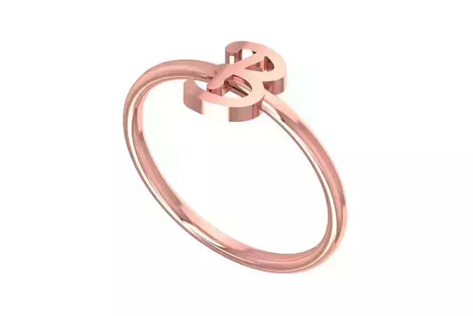 Initial B Alphabet Ring for Women 3dm STL OBJ FBX Render Details