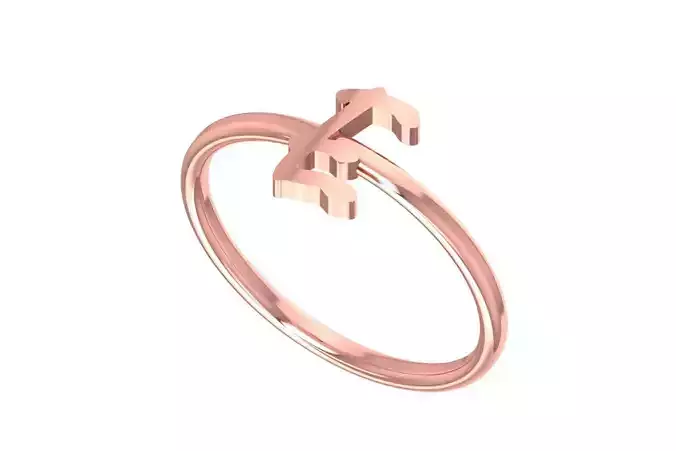Initial E Alphabet Ring 3dm STL OBJ FBX Render Details