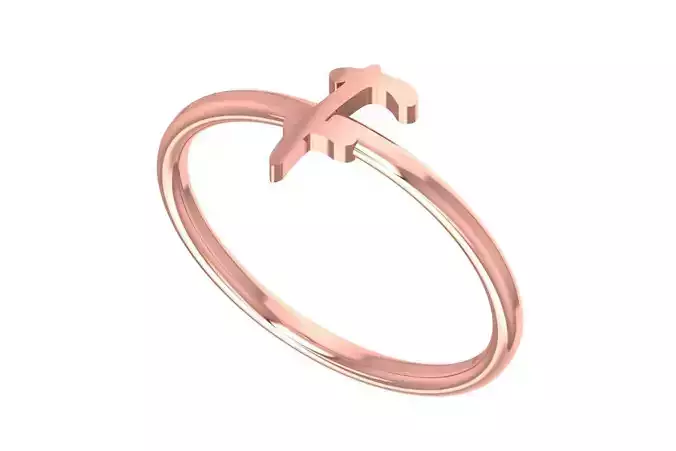 Initial F Alphabet Ring 3dm STL OBJ FBX Render Details