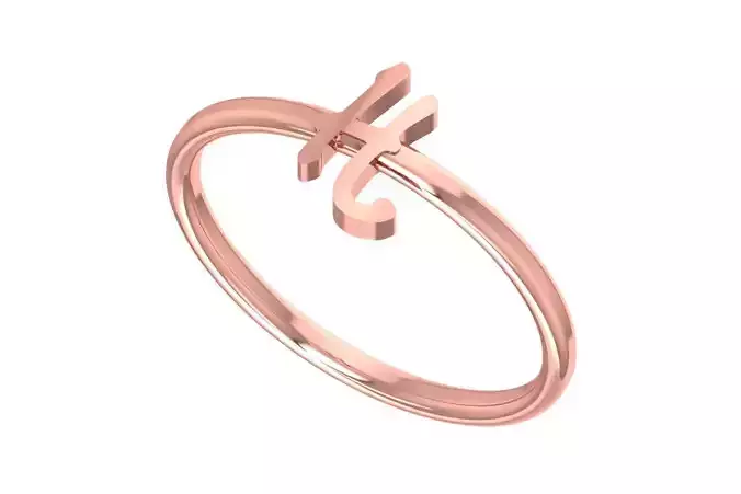 Initial H Alphabet Ring 3dm STL OBJ FBX Render Details