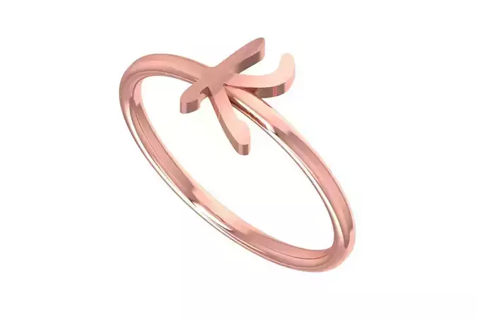 Initial K Alphabet Ring 3dm STL OBJ FBX Render Details