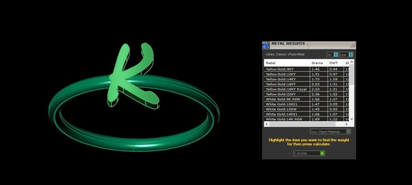 Initial K Alphabet Ring 3dm STL OBJ FBX Render Details 3D print model_3