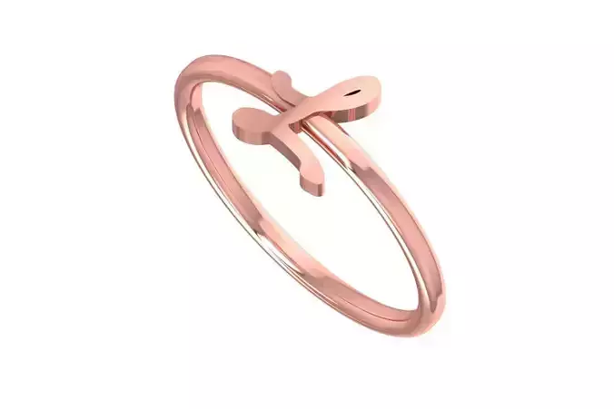 Initial L Alphabet Ring 3dm STL OBJ FBX Render Details