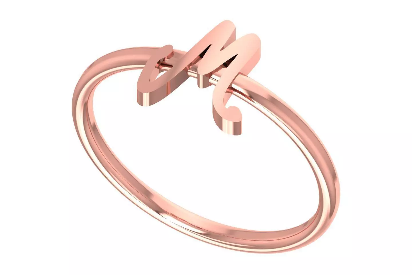 Initial M Alphabet Ring 3dm STL OBJ FBX Render Details 3D print model_0