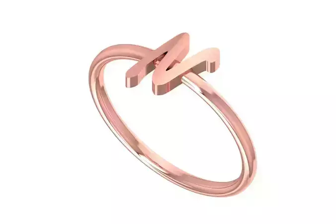 Initial N Alphabet Ring 3dm STL OBJ FBX Render Details