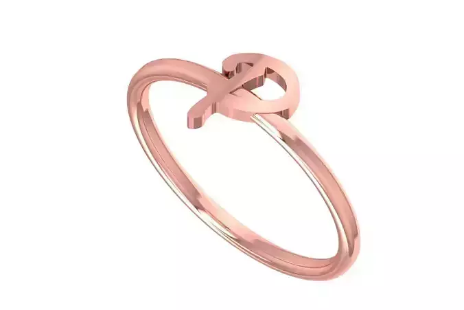 Initial P Alphabet Ring 3dm STL OBJ FBX Render Details