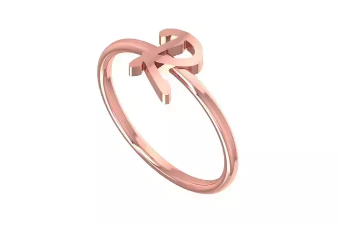Initial R Alphabet Ring 3dm STL OBJ FBX Render Details