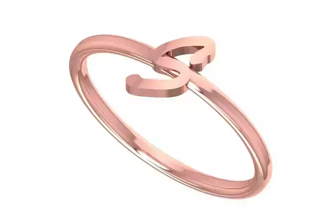 Initial S Alphabet Ring 3dm STL OBJ FBX Render Details