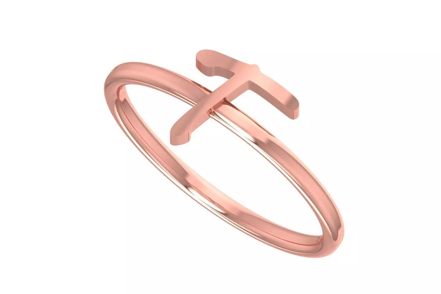 Initial T Alphabet Ring 3dm STL OBJ FBX Render Details 3D print model_0