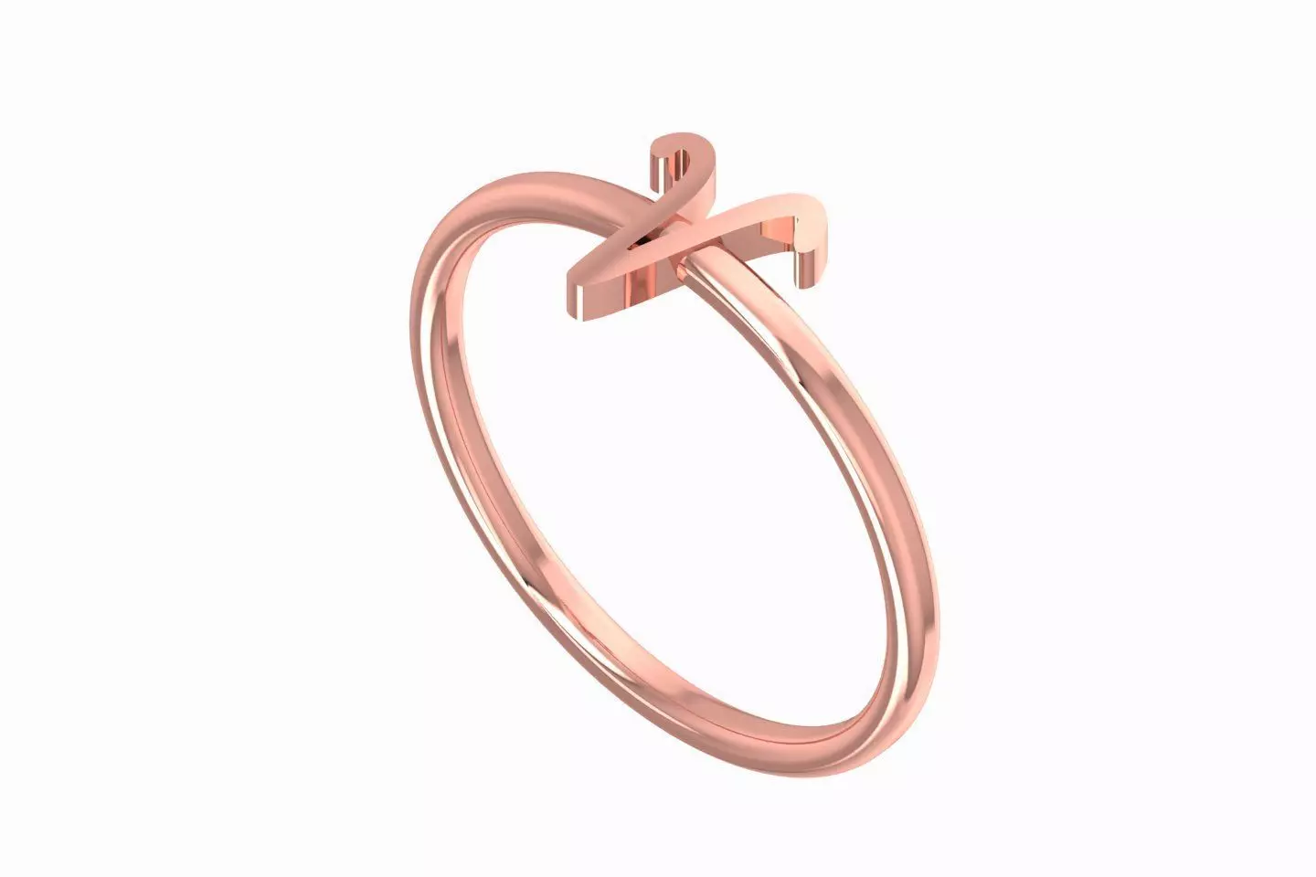 Initial V Alphabet Ring 3dm STL OBJ FBX Render Details 3D print model