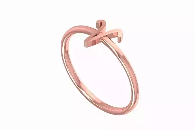 Initial V Alphabet Ring 3dm STL OBJ FBX Render Details