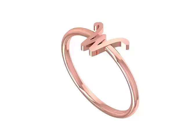 Initial W Alphabet Ring 3dm STL OBJ FBX Render Details