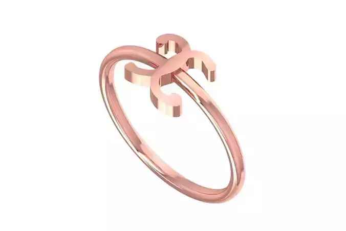 Initial X Alphabet Ring 3dm STL OBJ FBX Render Details