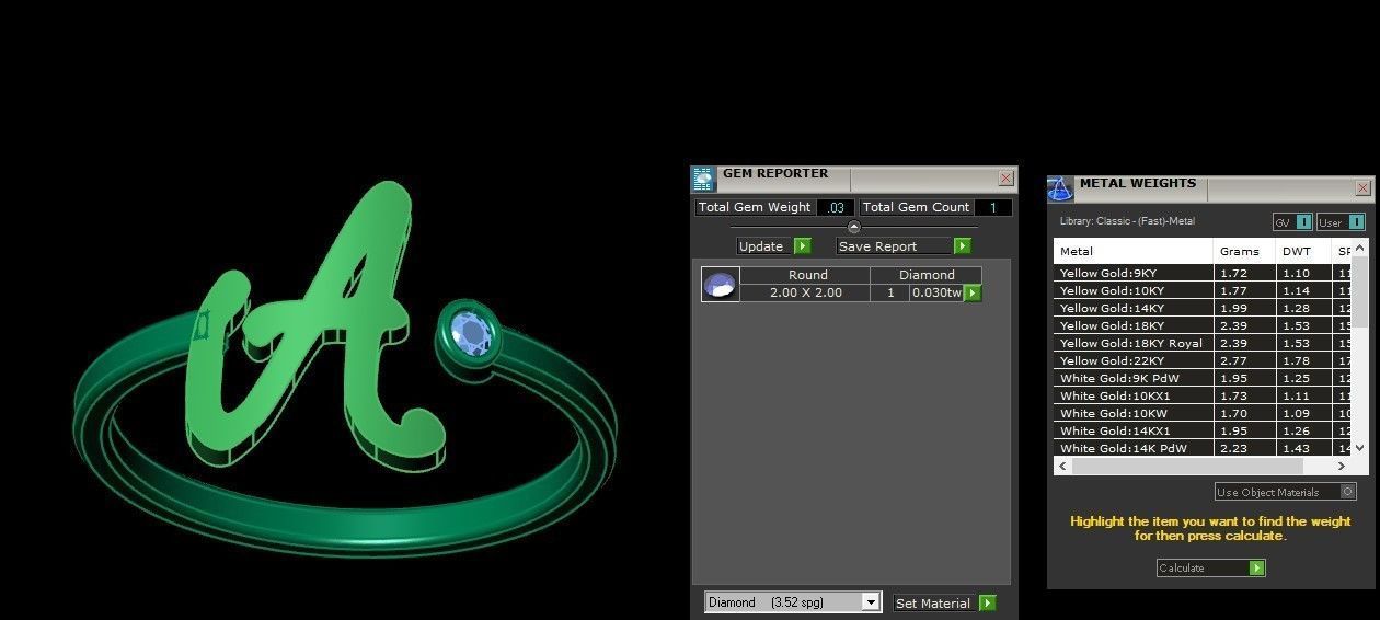 Open End A Alphabet Ring 3dm STL OBJ FBX Render Details 3D print model_3